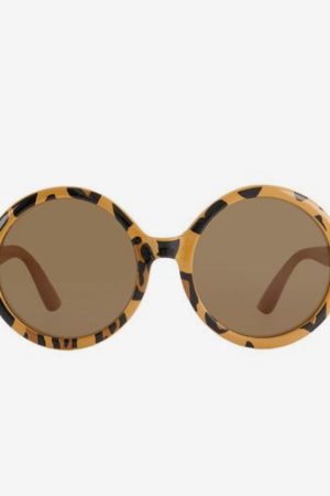 Leopard-print round sunglasses
