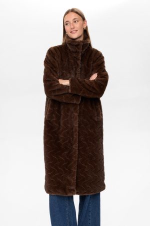NUZITTA FAKE FUR COAT  - Black Coffee